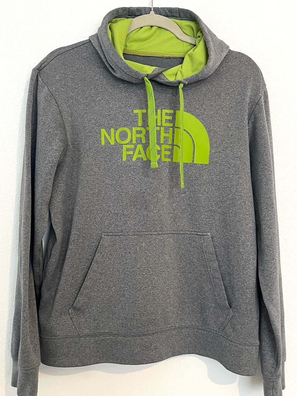 The North Face Gray Hoodie with Lime Logo